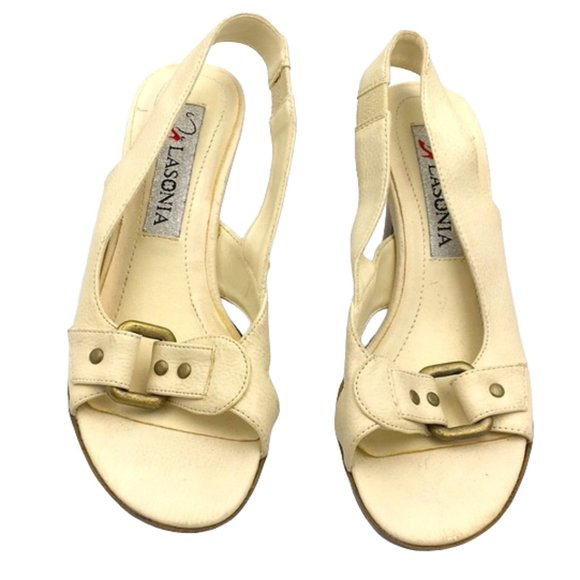 Lasonia 👡 Cream Open Toe Heels Size 5.5 - Picture 4 of 9